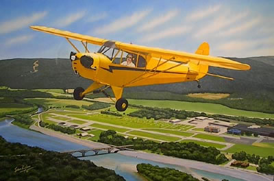 "Sentimental Journey" - Sam Lyons - Piper J-3 Cub Aviation Art